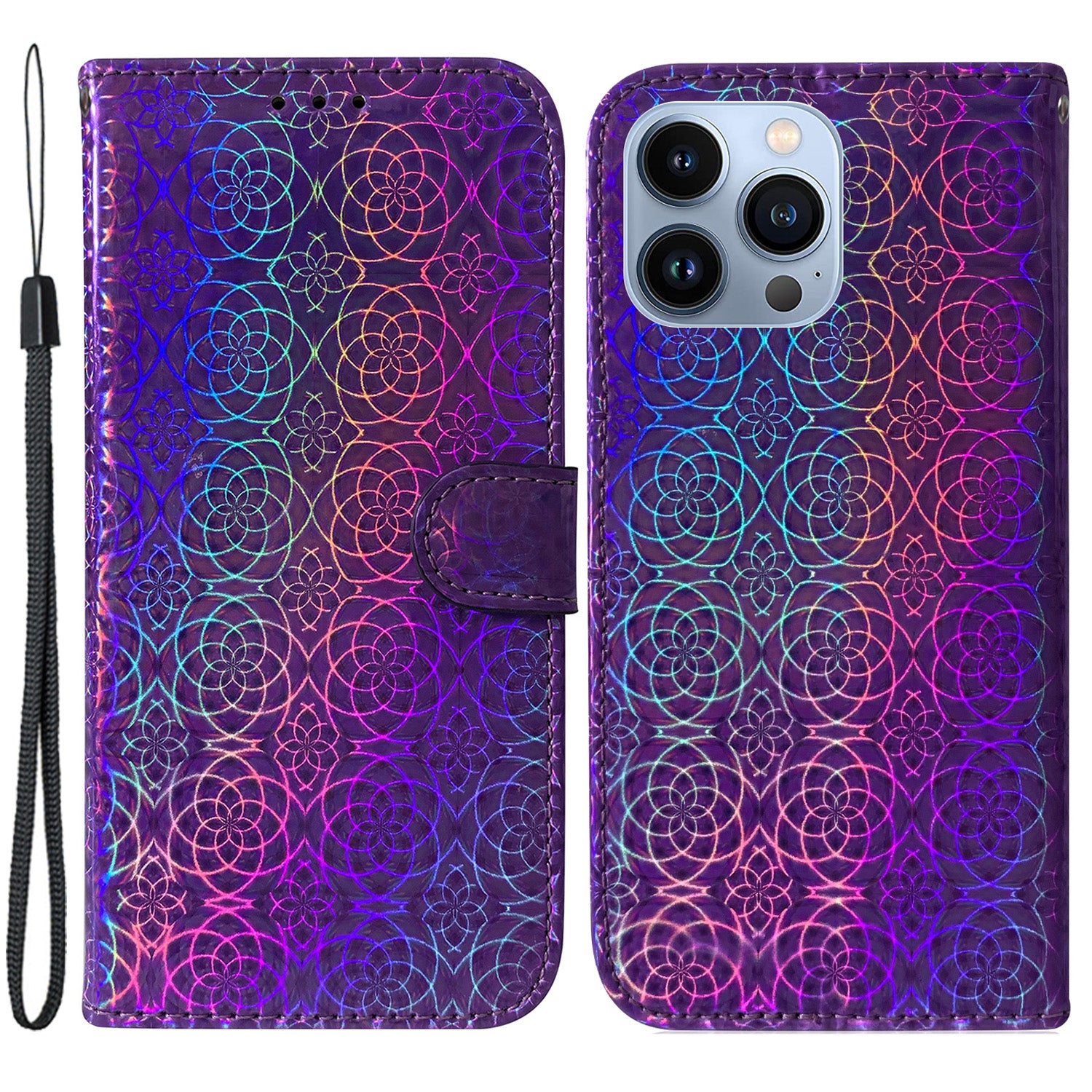Dazzling Flower Pattern Wallet Case for iPhone 15 Pro Stand PU Leather Phone Cover Dazzling Flower Pattern Wallet Case for iPhone 15 Pro Stand PU Leather Phone Cover